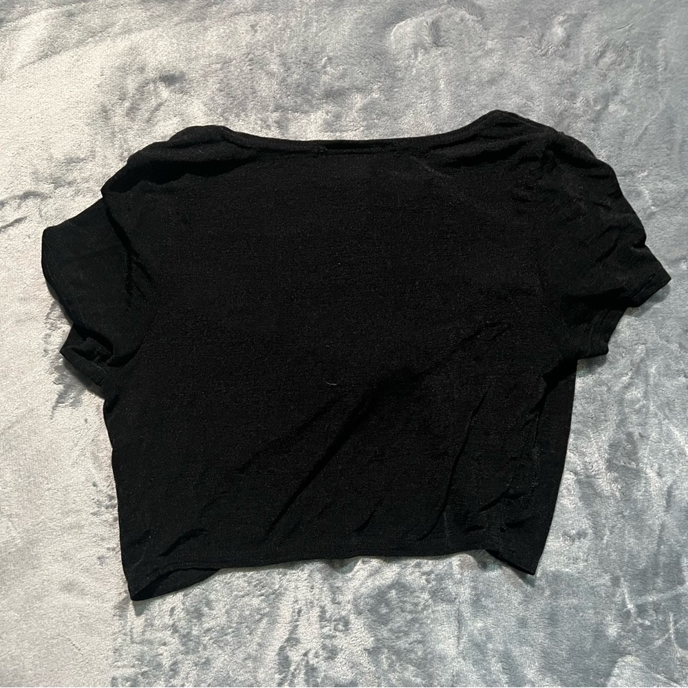 Charlotte Russe Black Tie-Front Top - Picture 2 of 6